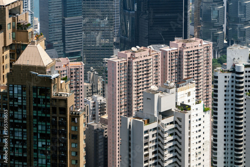Hong Kong, China – March 23, 2024: High-rise residential buildings with sea view in Hong Kong