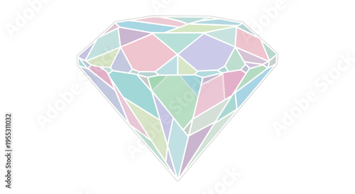 Colorful Diamond Gemstone Illustration Closeup.