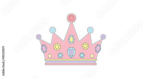 Pink Crown with Colorful Jewels and Gems.