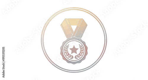 Medal with star and ribbon.