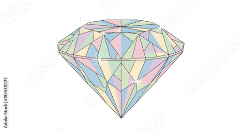 Large Diamond Gemstone with Facets Shining.