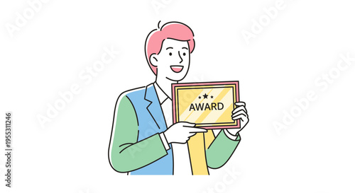 Man Holding Award Certificate Board.
