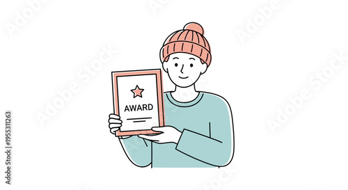 Person Holding an Award Certificate.