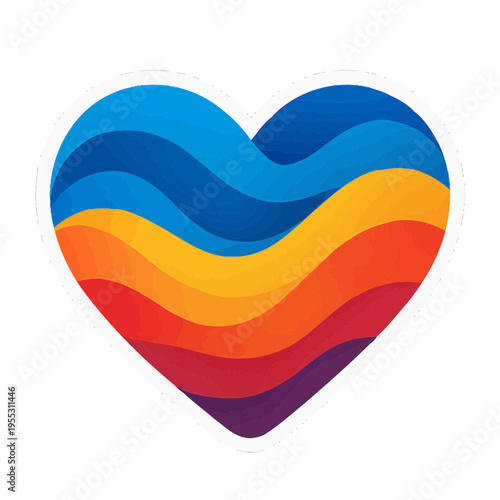 Abstract Waves Forming a Heart Representing Emotional Connection and Inner Feelings | Emotional Sticker Symbolizing Flowing Love, Empathy, and Sensitivity | Minimalist Heart Wave Emblem Illustrating 