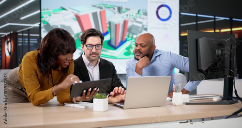 Wallpaper Mural Diverse Design Team Using GIS Software Maps Urban Land For Construction Torontodigital.ca