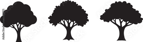 Tree silhouettes against a white background