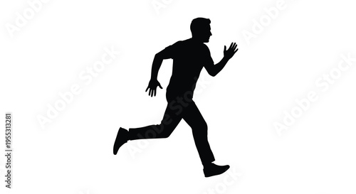 A man is captured mid run in a striking black silhouette