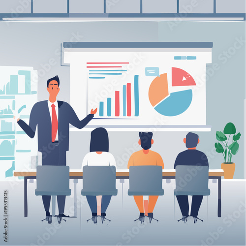 ビジネス会議室プレゼンサラリーマンベクターイラスト