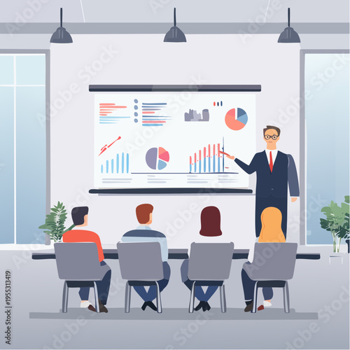 ビジネス会議室プレゼンサラリーマンベクターイラスト