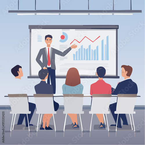 ビジネス会議室プレゼンサラリーマンベクターイラスト