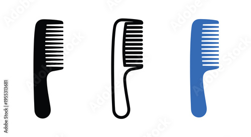 Three different hair combs displayed in a striking silhouette