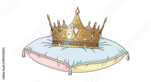 Golden Crown on Cushion Closeup.