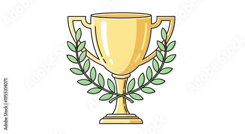 Golden Trophy Cup with Laurel Wreath.