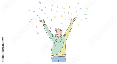 Joyful young woman throwing confetti high.
