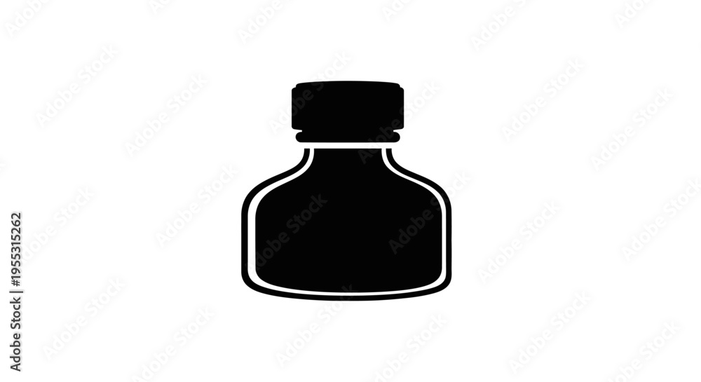 Fototapeta premium Black bottle icon with white outline on plain background for design and branding purposes