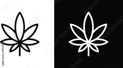 Marijuana icon pack in black and white colors
