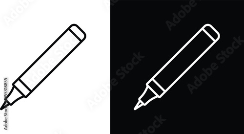 Marker icon pack in black and white colors