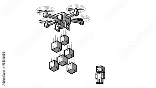 Drone Delivering Packages Illustration.