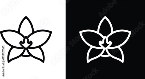 Moth orchid icon pack in black and white colors