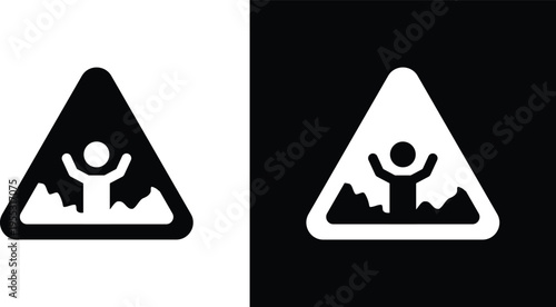 Mud warning sign pack in black and white colors