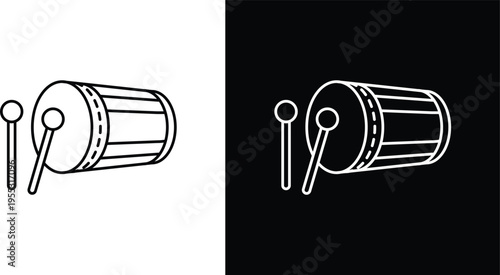 Muslim drum icon pack in black and white colors