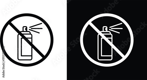 No aerosol spray sign pack in black and white colors