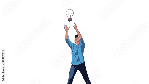 Man Catching Light Bulb.