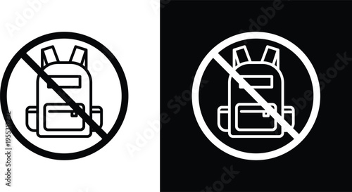 No backpacks allowed sign pack in black and white colors