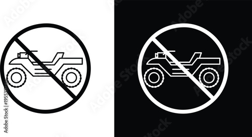 No all terrain vehicle sign pack in black and white colors