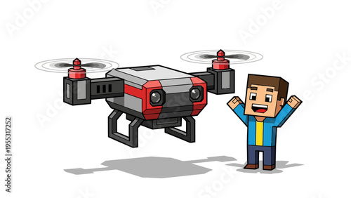 Man Operating Drone Device.