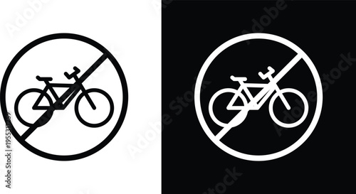 No bicycle sign pack in black and white colors