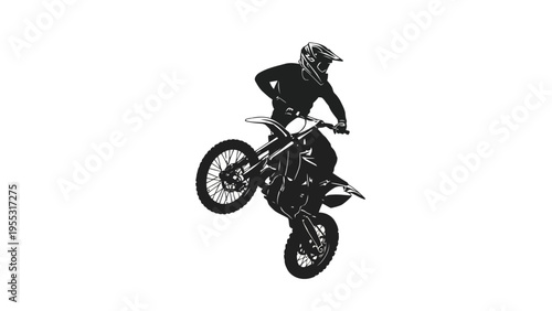 Motorcyclist Performing Stunt Jump.