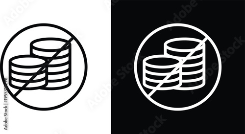 No cash sign pack in black and white colors