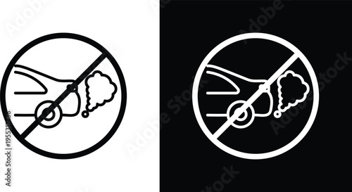 No exhaust gases sign pack in black and white colors