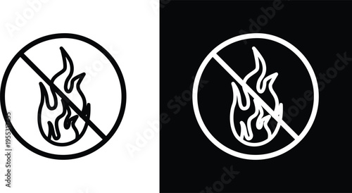 No fire sign pack in black and white colors