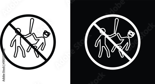No fight sign pack in black and white colors