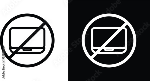 No laptop sign pack in black and white colors