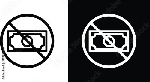 No money sign pack in black and white colors