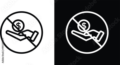 No money sign pack in black and white colors