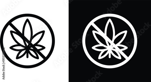 No Marijuana sign pack in black and white colors