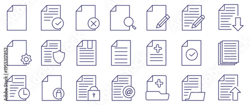 Legal documents icon set. Editable line icons. Vector illustration.