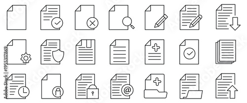 Legal documents icon set. Editable line icons. Vector illustration.