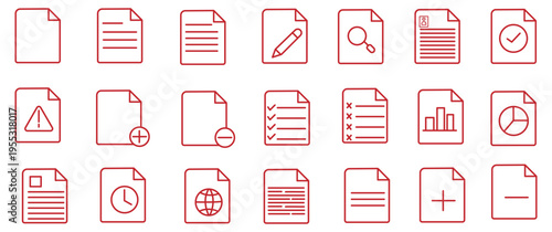 document icon pack outline style vector collection for business administration