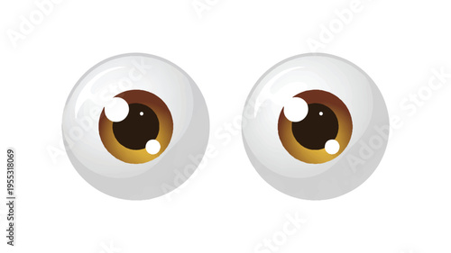 A digital illustration of two glossy eyeballs with brown irises and black pupils, presented on a white background, symbolizing vision and observation