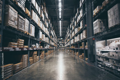 Industrial warehouse aisle ...