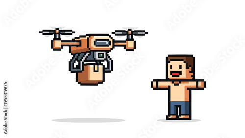 Pixel Art Drone Man.