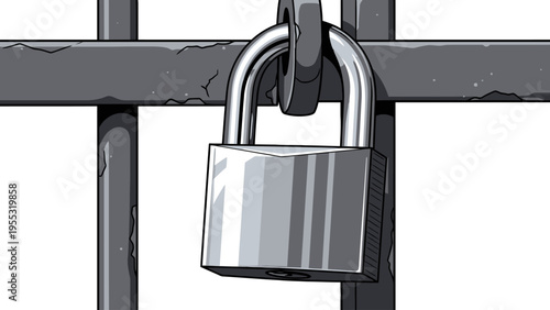 Padlock on Metal Gate.