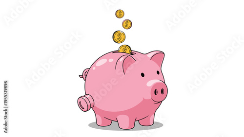 Pink Piggy Bank Coins.