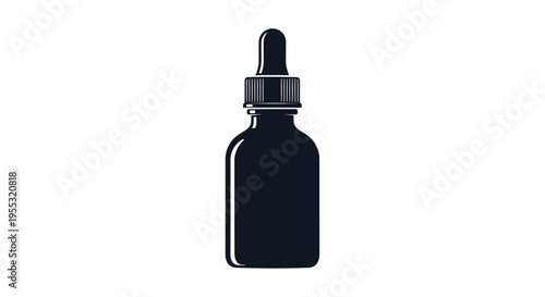 Black glass dropper bottle on white background for herbal or medical liquid packaging