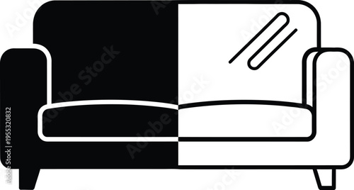 Sofa couch split black white Vector